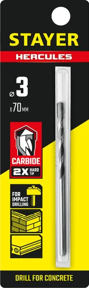 STAYER Hercules, 3 x 70 мм, сверло по бетону, Professional (2915-070-03)