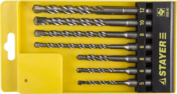 STAYER 7 шт: 5/6/8+R[-36]C:RCx110. 6/8/10/12х160 мм, набор SDS-plus буров, Professional (2930-H7)