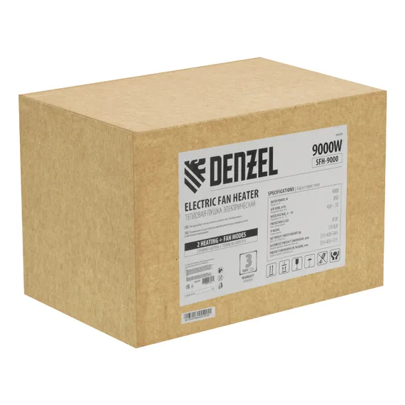 Тепловая пушка SFH-9000, 400 В, 850 м3/ч, вентилятор 3 режима, 6000/9000 Вт Denzel