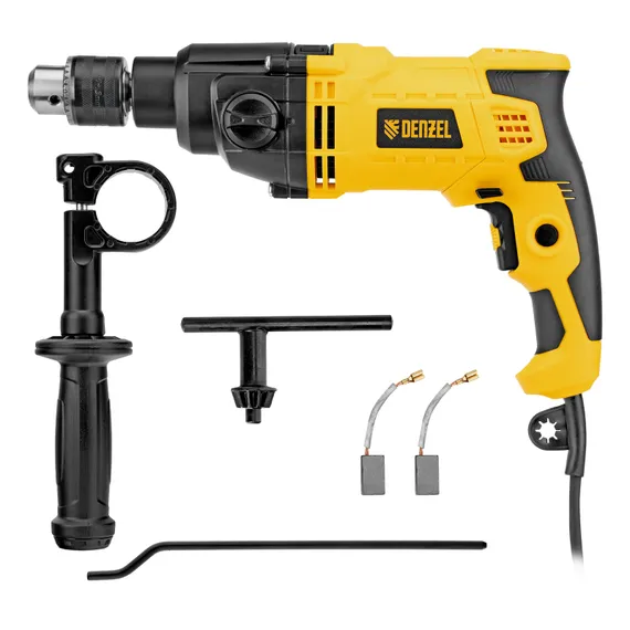 Дрель ударная IDD-1050-2, 1050Вт, 0-1200/0-3200 об/мин, 0-19200/0-51200 уд/мин, 2 скор. Denzel