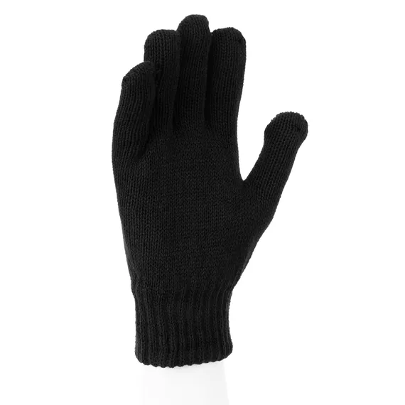 Перчатки трикотажные, акрил, двойные, черный, двойная манжета Сибртех