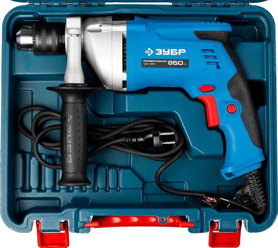 Ударная дрель, ЗУБР 850 Вт, 13 мм, мет. корпус, кейс, Профессионал (ЗДУ-850 ЭРМКМ2)