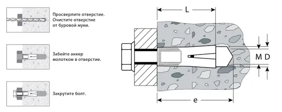 ЗУБР 16 х 65 мм, 25 шт, забивной анкер (4-302055-16-065)