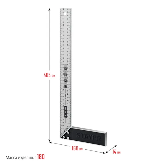 STAYER 400 мм, столярный угольник, Professional (3431-40)