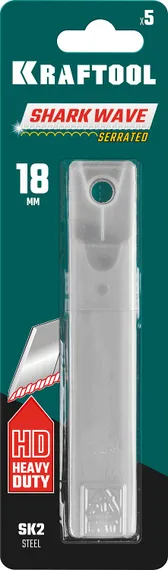 KRAFTOOL 18 мм, 5 шт, серрейторные сегментированные лезвия для сложных материалов (09604-18-S5)