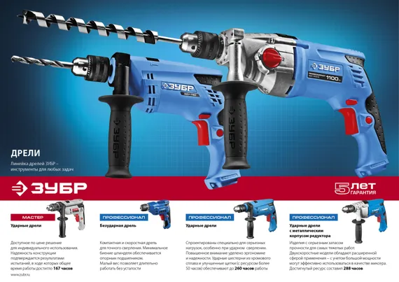 Безударная дрель, ЗУБР 420 Вт, 10 мм БЗП, Профессионал (ЗД-П421 ЭР)