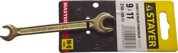 STAYER 9 x 11 мм, рожковый гаечный ключ (27038-09-11)
