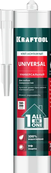 KRAFTOOL UNIVERSAL, 310 мл, белый, универсальный монтажный клей (41341)
