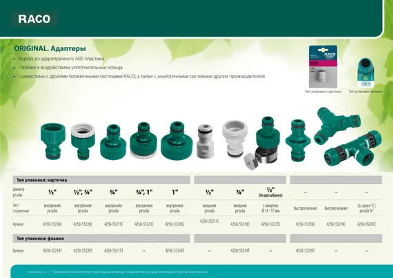 RACO ORIGINAL, 3/4″, с внешней резьбой, из ABS пластика, штуцерный адаптер (4250-55218C)