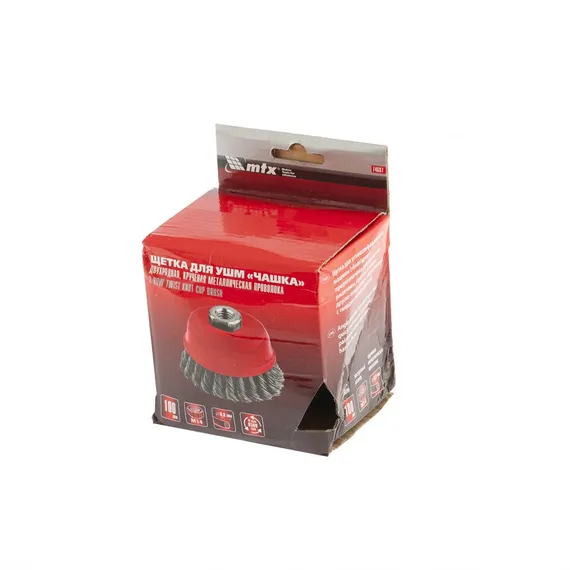 Щетка для УШМ, 100 мм, М14, "чашка", двухрядная, крученая проволока 0.8 мм Matrix