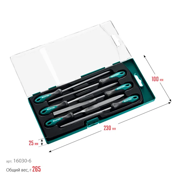 KRAFTOOL 6 шт, 160 мм, набор надфилей (16030-6)
