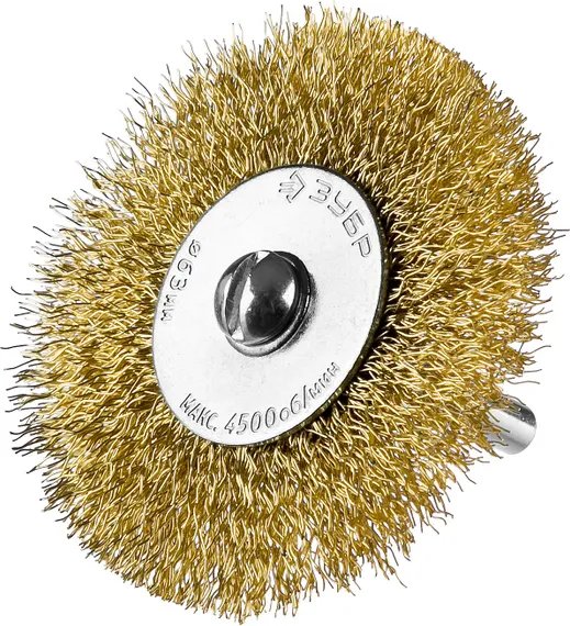 ЗУБР 5 шт, 25/40/55/63/78 мм, витая латунированная, стальная проволока, набор дисковых щеток-крацовок для дрели, Профессионал (3521-H5)