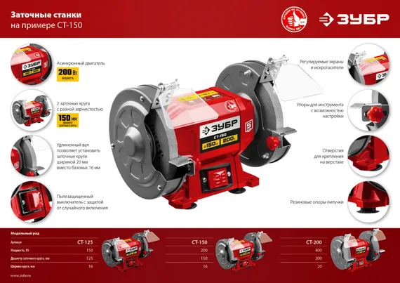 Уценка. ЗУБР d 125 мм, 150 Вт, заточной станок (СТ-125)