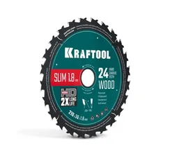 KRAFTOOL Slim wood cut 210 х 30 x 1.8 мм, 24Т, диск пильный по дереву, (36955-210-30-24)