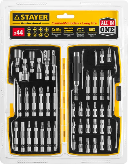 STAYER 44 шт, набор многофункциональных бит, Professional (26135-H44)