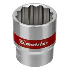 Набор торцевых головок, 3/8", 12 гранные, CrV, 9-19мм, 10 штук Matrix