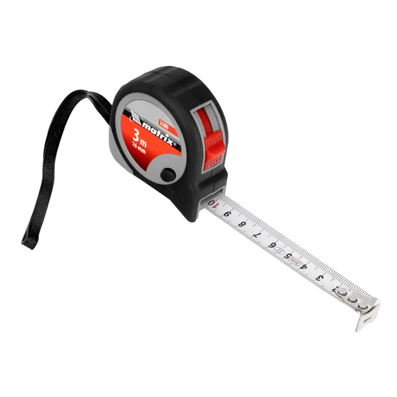 Рулетка Continuous fixation,3 м х 16 мм,двухкомпонентный корпус,плавная фиксация Matrix