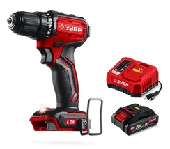 Бесщеточная дрель-шуруповерт, ЗУБР 20 В, 45 Н·м, 1 АКБ LMS (2 А·ч), (ДБ-45-21)