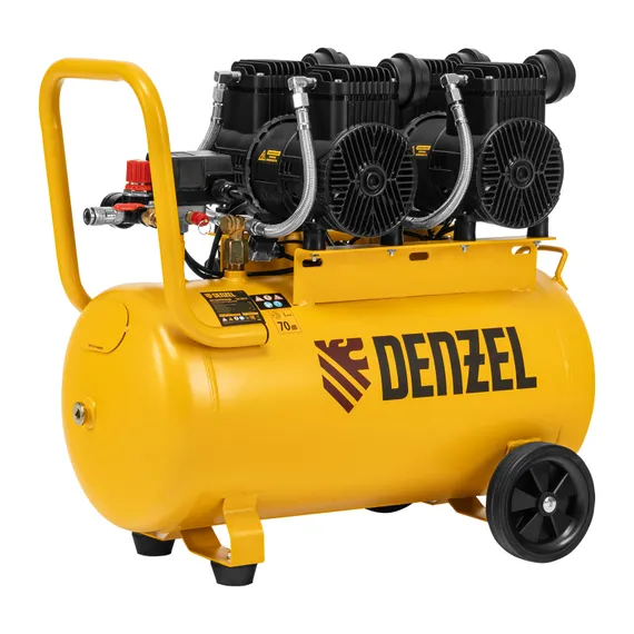 Компрессор безмасл. малошумный DLP -3000/50, 3 кВт, 2х1,5 кВт,50 л, 2850 об/мин,500 л/мин Denzel