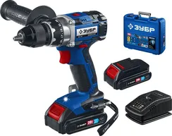 Бесщеточная дрель-шуруповерт, ЗУБР Т7, 20 В, 70 Н·м, 2 АКБ (2 А·ч), кейс, Профессионал (DB-201-22)