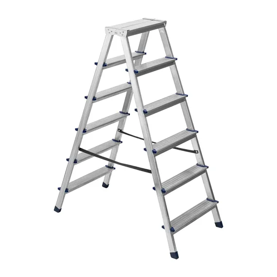 Стремянка двусторонняя 6 ступеней, алюминиевая, Сибртех