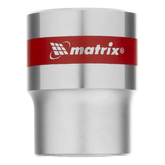Головка торцевая, 22 мм, двенадцатигранная, CrV, под квадрат 1/2, хромированная Matrix