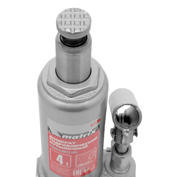 Домкрат гидравлический бутылочный, 4 т, высота подъема 194-372 мм, в пластиковый кейсе Matrix