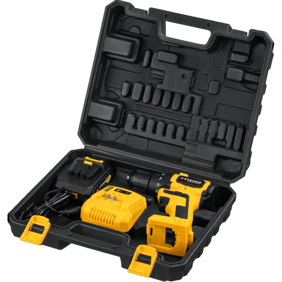 Бесщеточная дрель-шуруповерт, STEHER V1, 20 В, 45 Н·м, 1 АКБ (2 А·ч), кейс (CDB-200-1)