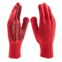 Перчатки трикотажные, акрил, ПВХ гель, "Протектор", коралл, оверлок Сибртех