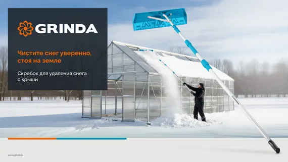 GRINDA скребок для удаления снега с крыши, телескопический,1,9 - 5,8 м, 620 мм, PROLine (39945)