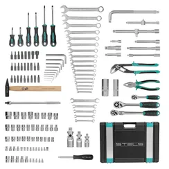 Набор инструментов, 1/2",3/8", 1/4", CrV, пластиковый кейс 142 предмета Stels