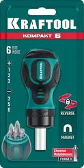 KRAFTOOL Kompakt-6, 6 предм., с битами, реверсивная отвертка (26190-H7)