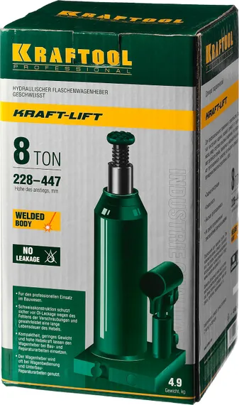 KRAFTOOL KRAFT-LIFT, 8 т, 230 - 457 мм, бутылочный гидравлический домкрат (43462-8)