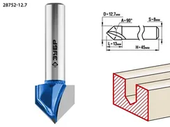 ЗУБР 12.7 x 13 мм, угол 90° мм, фреза пазовая галтельная V-образная, Профессионал (28752-12.7)