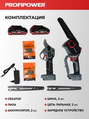 Набор PROFIPOWER 2 в 1: Секатор аккумуляторный MKGSP-20V+Пила цепная аккумуляторная MKGSH-20V E0217