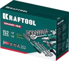 KRAFTOOL GRAND-152, 152 предм., (1/2″+1/4″), Универсальный набор инструмента (27978-H152)