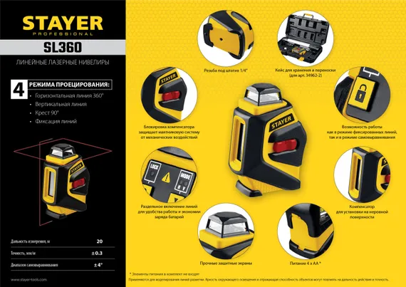 STAYER 20 м, лазерный нивелир, Professional (34962)