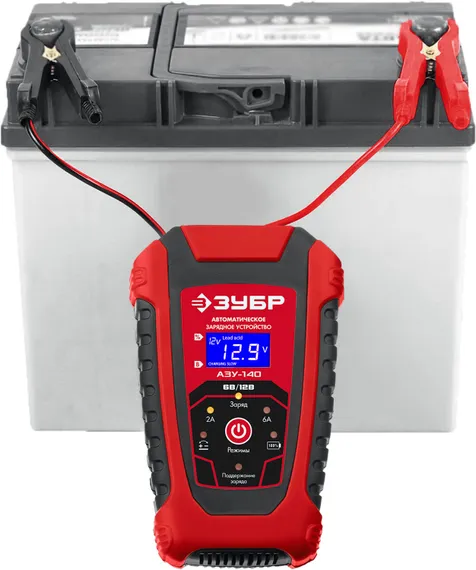 ЗУБР АЗУ-140, 6/12 В, 6 А, автоматическое зарядное устройство (59310)