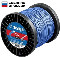 Леска для триммера, ЗУБР ЗВЕЗДА, 2.4 мм, 400 м, (71025-2.4)