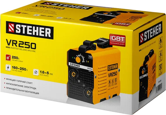 STEHER ММА, 250 А, сварочный аппарат инверторный, макс. электрод Ø 5.0 мм (VR-250)