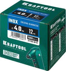 KRAFTOOL Inox, 4.0 x 12 мм, 1000 шт, нержавеющие заклепки (311705-40-12)