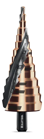 KRAFTOOL COBALT 4-39мм, 14 ступеней, азотирование, винтовая спираль, сверло ступенчатое(29691-4-39-14)