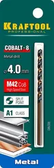 KRAFTOOL COBALT-8, 4.0 х 75 мм, сталь М42, HSS-Co(8%), сверло по металлу (29656-4)
