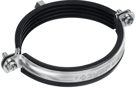 ЗУБР 4″, М8/М10, цинк, 10 шт, трубный хомут с гайкой (37880-107-116)