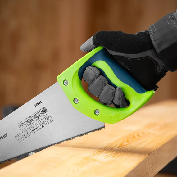 Ножовка по дереву"Зубец" для точных пильных работ, 350 мм, каленый зуб 2D, 14 TPI, двухкомпонентная рукоятка Сибртех