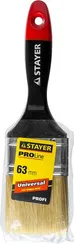 STAYER Universal, 63 мм, 2.5″, светлая, натуральная щетина, деревянная ручка, все виды ЛКМ, плоская кисть, Professional (0104-063)