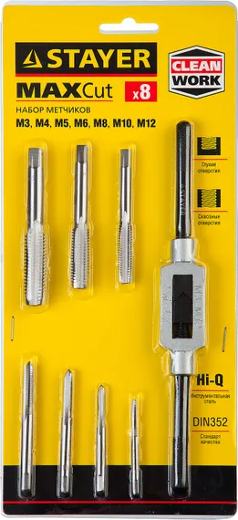 STAYER MaXCut, 8 предметов, инструментальная сталь, набор метчиков (28016-H8)