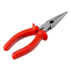 Длинногубцы прямые Econom, 180 мм, шлифованные, пластмассовые рукоятки Matrix