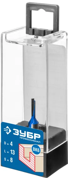 ЗУБР 4 x 13 мм, хвостовик 8 мм, фреза пазовая прямая, Профессионал (28753-4-13)