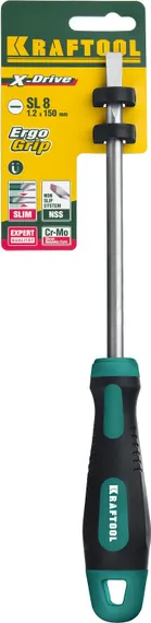 KRAFTOOL Х-Drive, SL8 x 150, отвертка (250071-8.0-150)